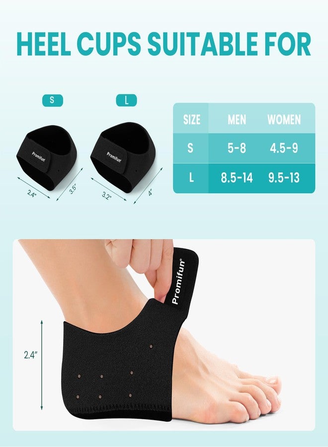Promifun Plantar Fasciitis Heel Cup Protectors - Promifun Heel Cups for Heel Spur,Achilles Tendinitis,Cracked Heels,Heel Pain Relief Products - Gel Heel Cushion Pads,Black,Large(W 9.5-13 / M 8.5-14) - Image 5